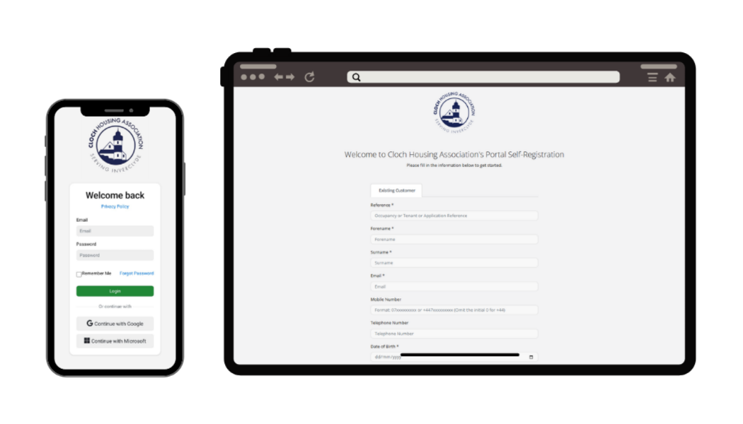 Customer Portal Login Registration Page